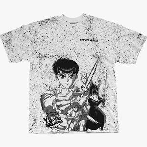 Hypland Yu Yu Hakusho Anime Black & White All Over Print Yusuke & Hiei Shirt